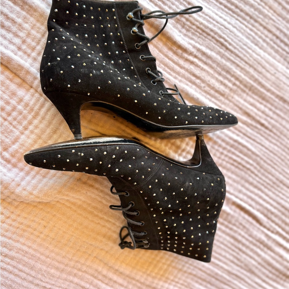 Saint Laurent Black Studded Women's Ankle Boots